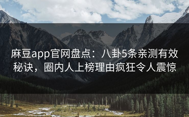 麻豆app官网盘点：八卦5条亲测有效秘诀，圈内人上榜理由疯狂令人震惊